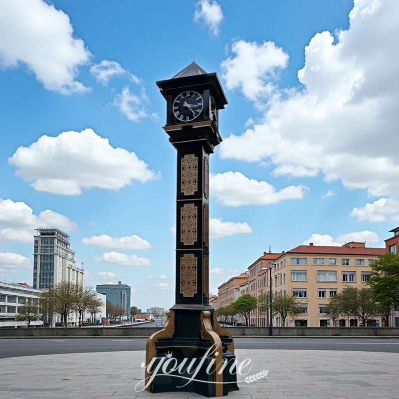 Large Stainless Steel Street Clock Tower Sculpture for Public Decor CSS-134