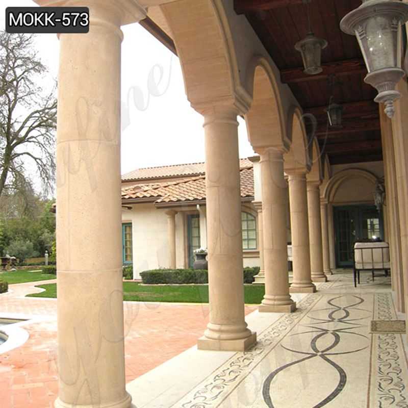 Beige Marble Round Pillar Designs for Residential Buildings Supplier MOKK-573