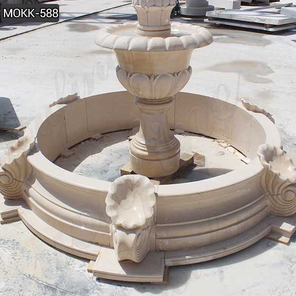 Beige Marble Water Fountain for Sale