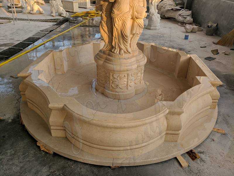 Completed Egyptian Beige Tiered Marble Statuary Fountain Made for Our Customer