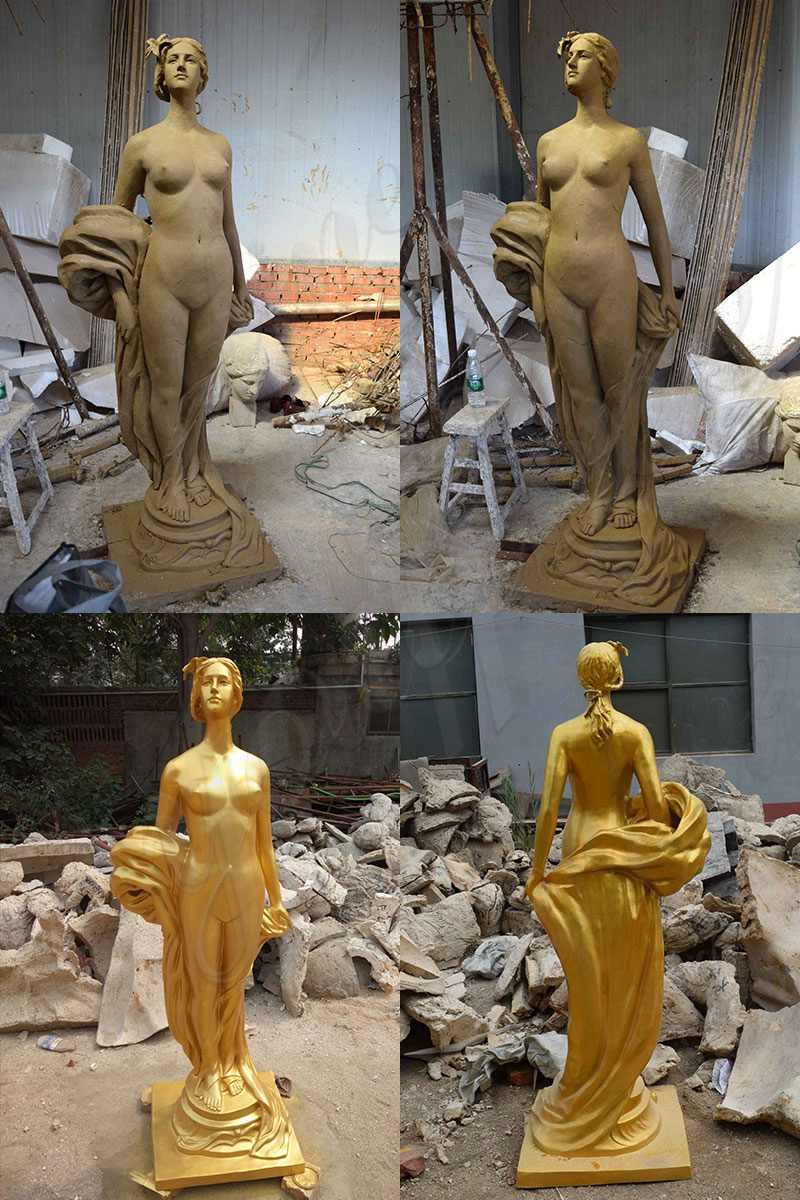 Custom Made Bronze Golden Woman Statue for Sale