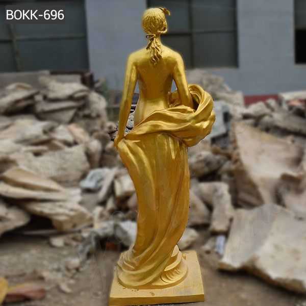 Custom Made Life Size Bronze Golden Woman Statue for Sale