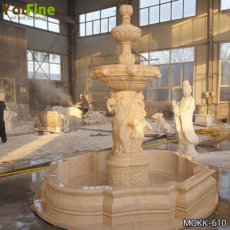 Egyptian Beige Marble Water Fountain for Sale