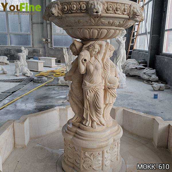 Egyptian Beige Statuary Marble Water Fountain