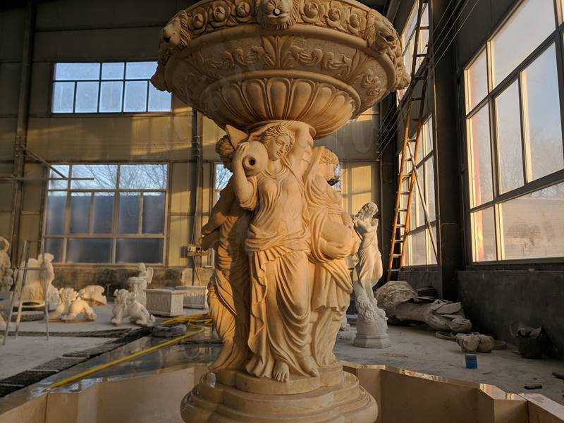 Egyptian Beige Tiered Marble Statuary Fountain Made for Our Customer