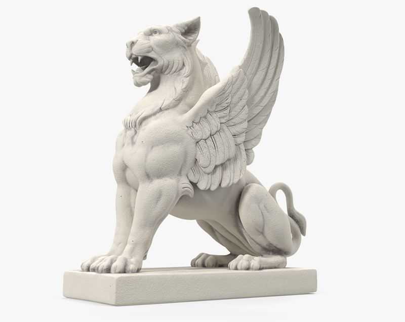 White winged-lion in white background