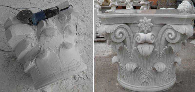 Hand carved White Marble Columns Pedestal Classic Corinthian Order