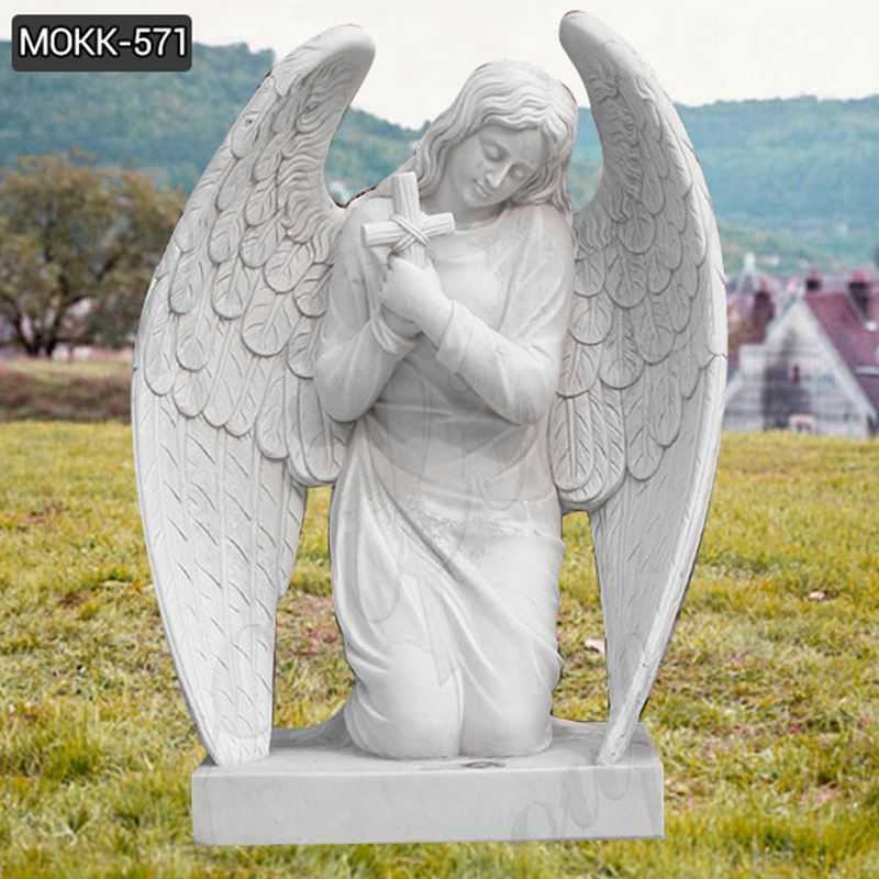 New Design White Marble Angel Memorials Headstone for Sale MOKK-571