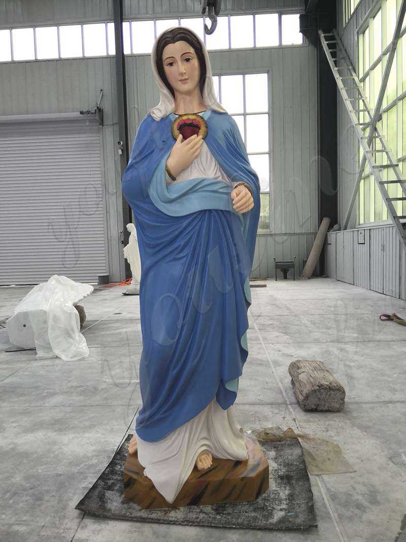 Our Customer Colorful Painted Blessed Mother Mary Marble Statue