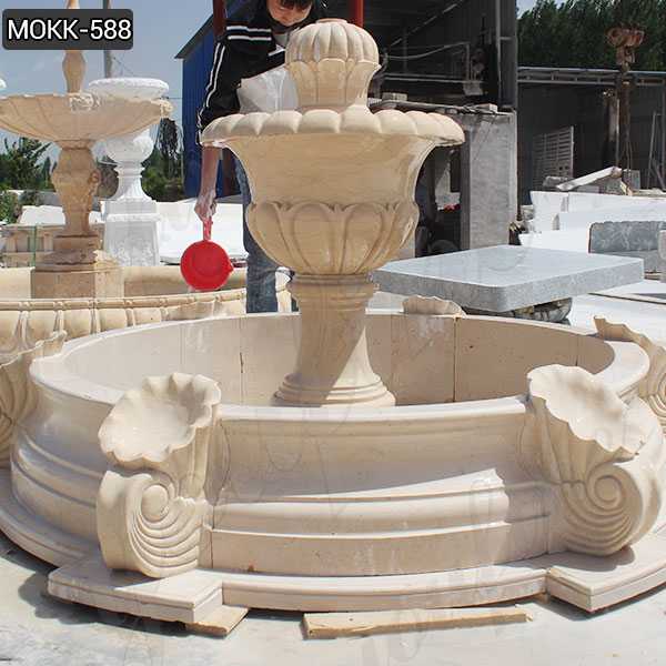 Small Beige Marble Water Fountain for Sale