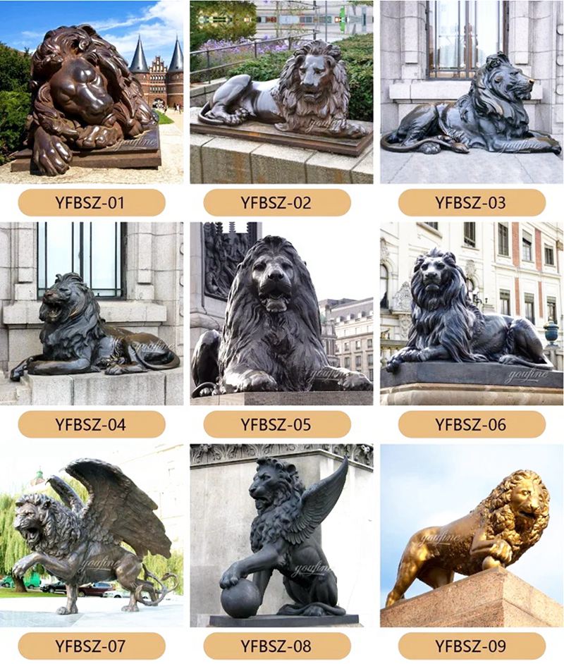 antique bronze lion statue