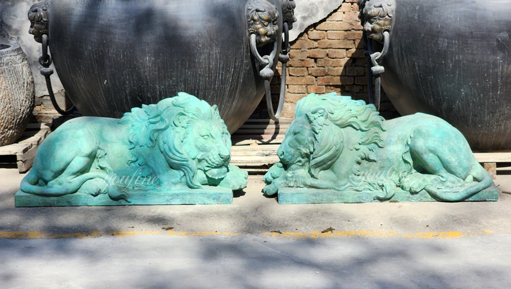 reclining bronze Lion Statue for Home decor