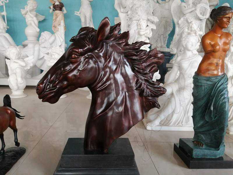 bronze horse head statue