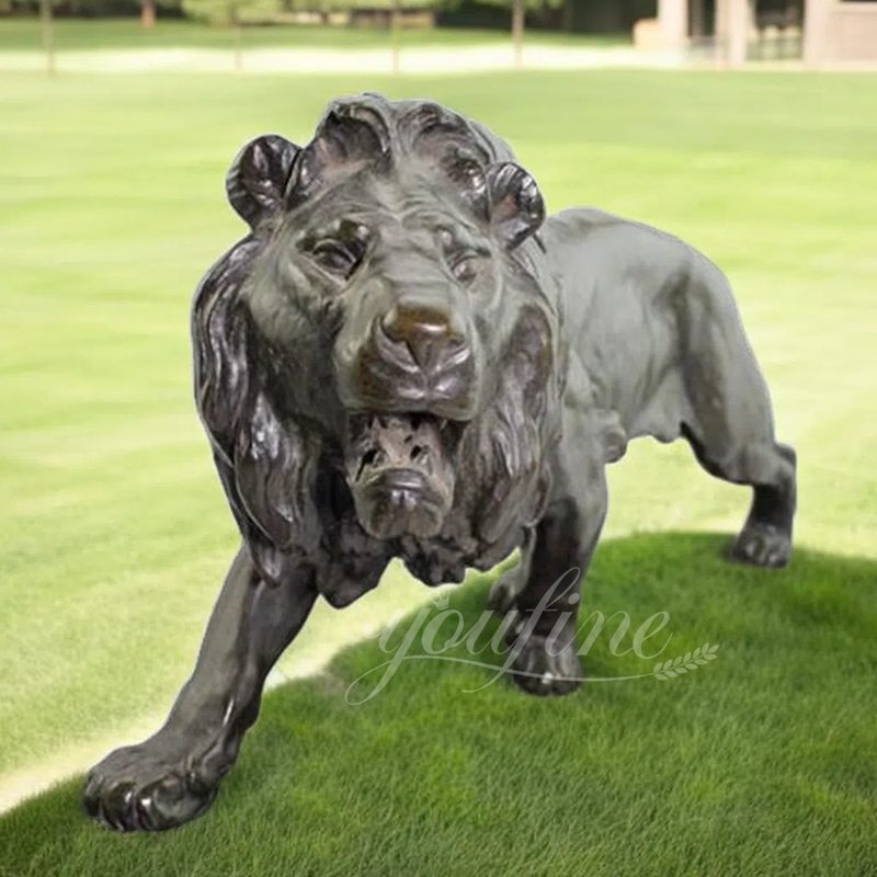 garden bronze lion statue