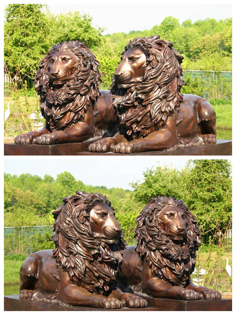 large bronze lion statue