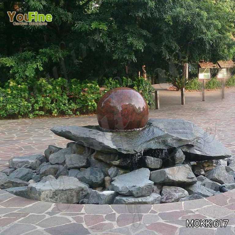 Natural Polished Granite Floating Ball Fountain for Sale MOKK617
