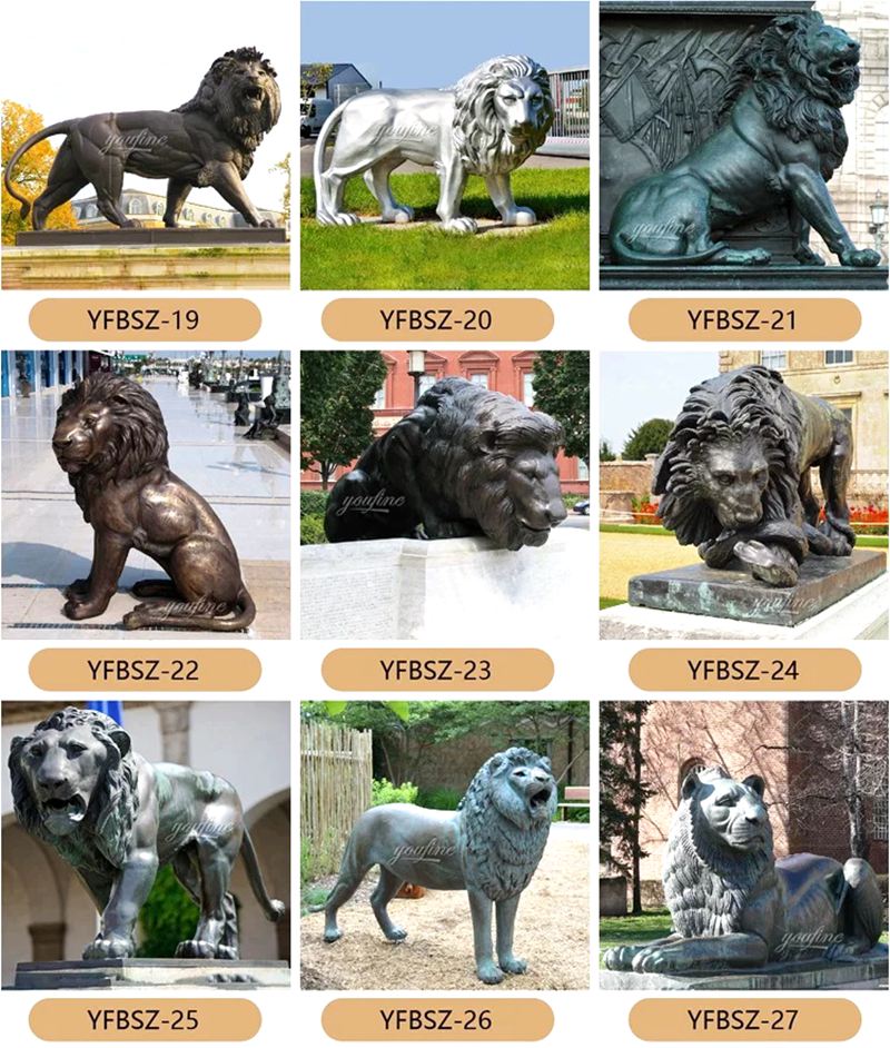 outdoor bronze lion statue