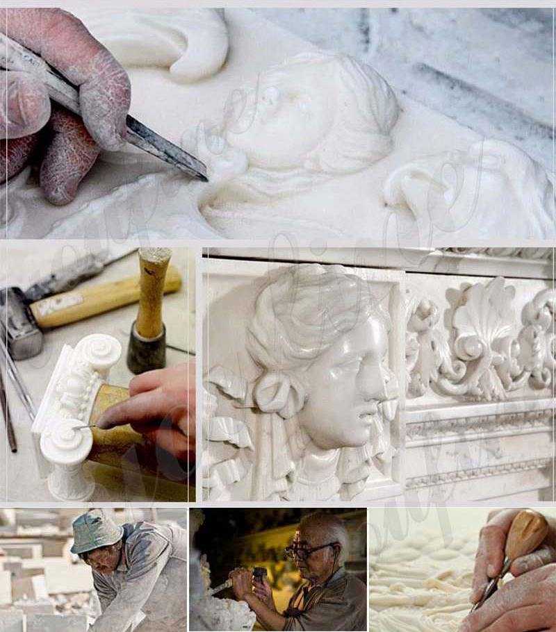 process of Red Marble Gazebo with Female Statues