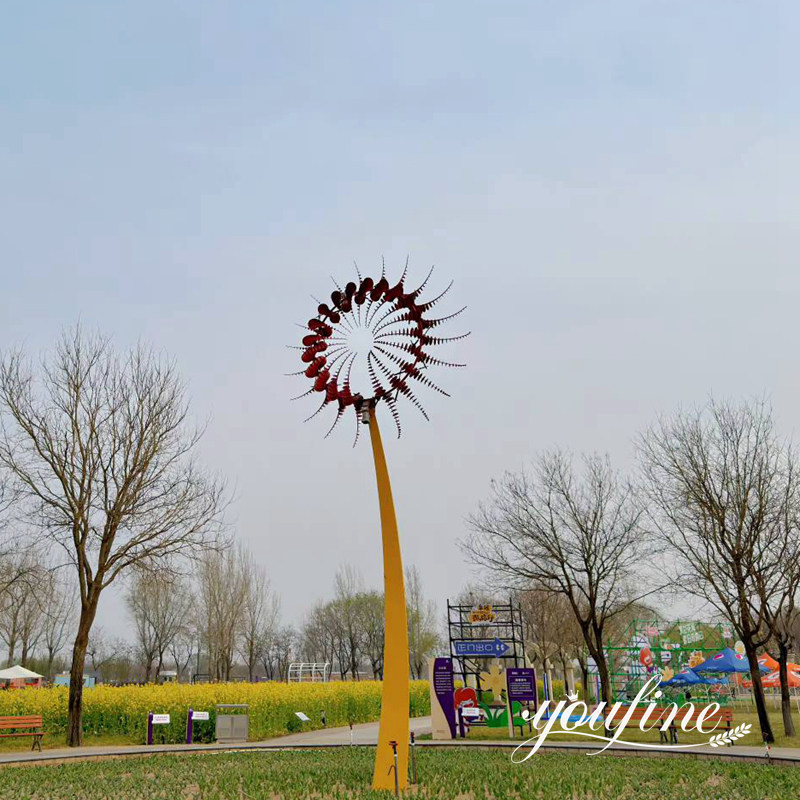 large stainless steel kinetic wind sculpture