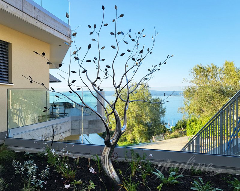 stainless steel tree sculpture free standing