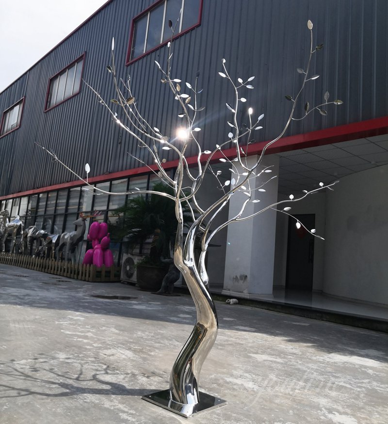 stainless steel tree sculpture free standing 