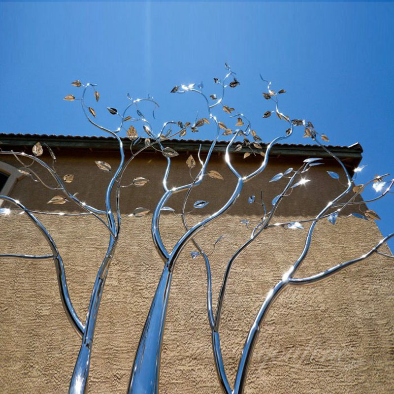 stainless steel tree sculpture free standing 