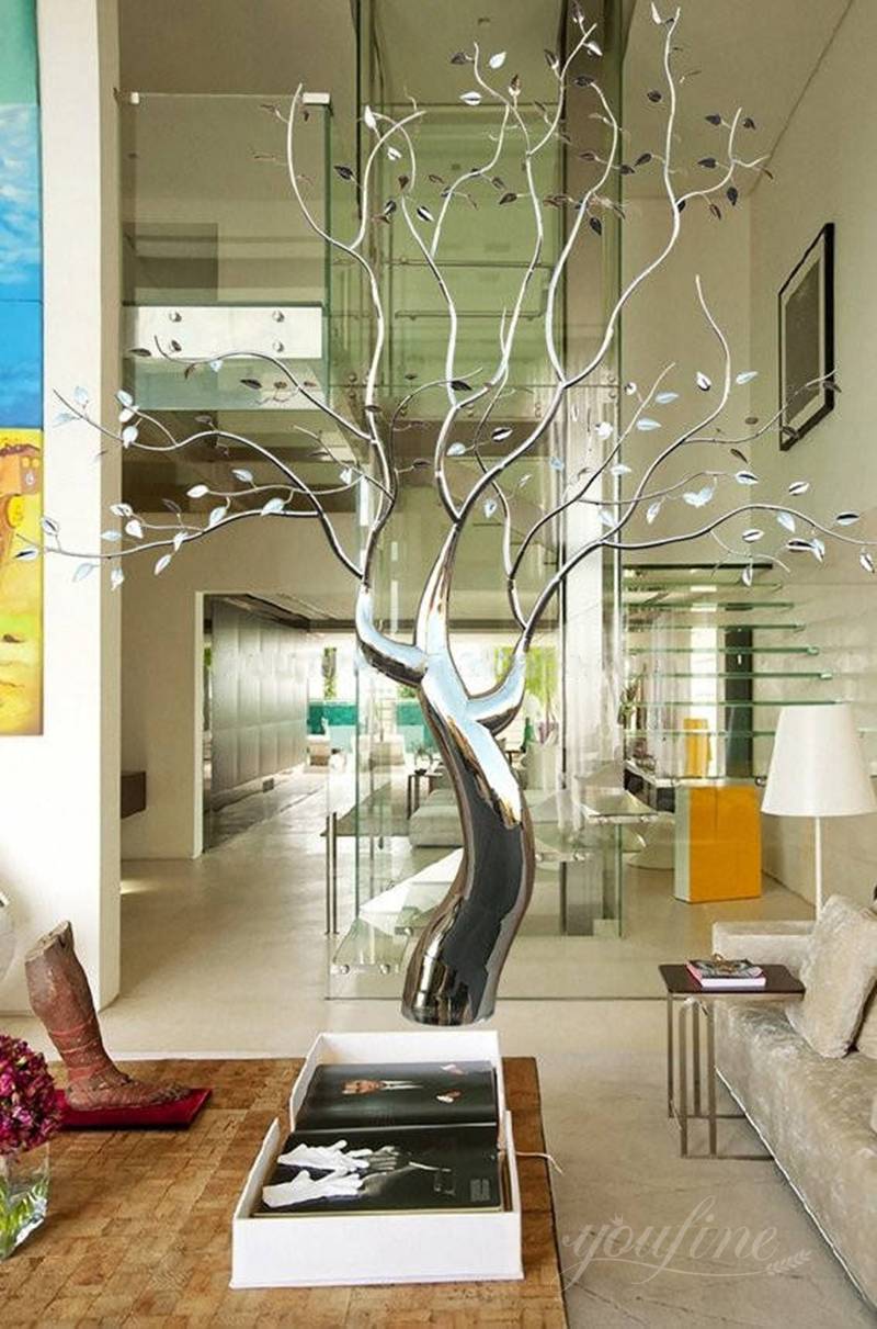 stainless steel tree sculpture free standing 