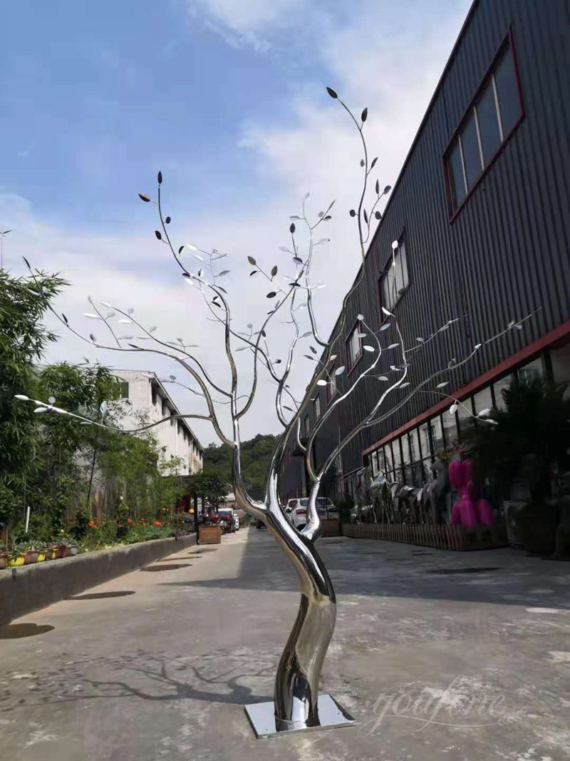 stainless steel tree sculpture free standing 