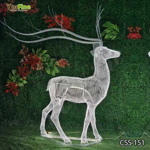 Beautiful Deer Sculpture Made of Stainless Steel Wire for Sale