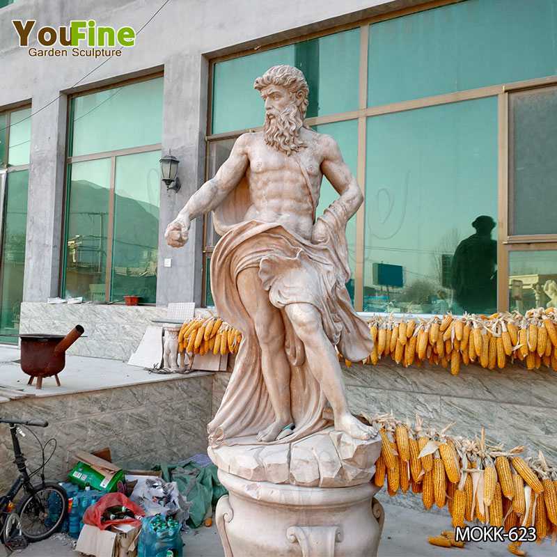 Neptune Beige Marble Statue Classic Roman God of the Sea MOKK623