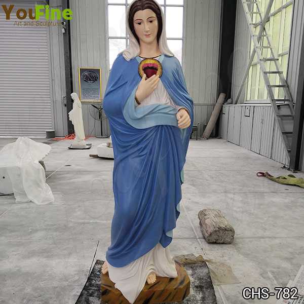 Colorful Painted Blessed Mother Mary Prayer Marble Statue CHS-782