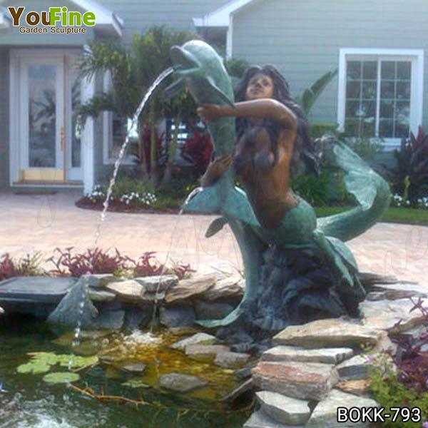 Bronze Mermaid with Dolphin Fountain supplier