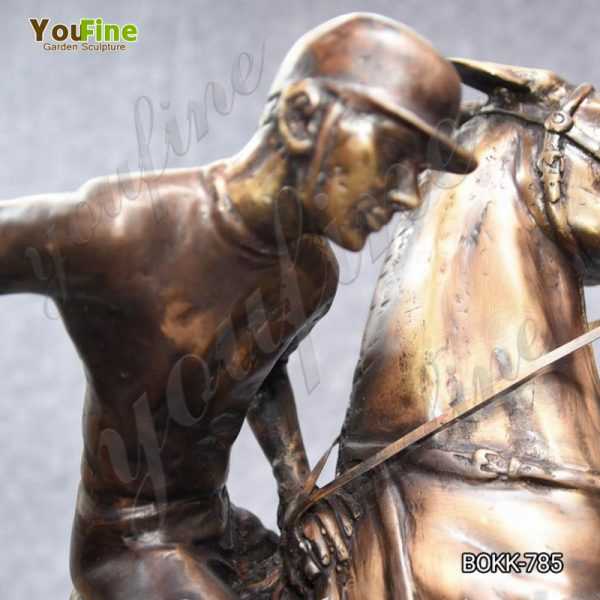 Bronze Polo Player and Horse Statue