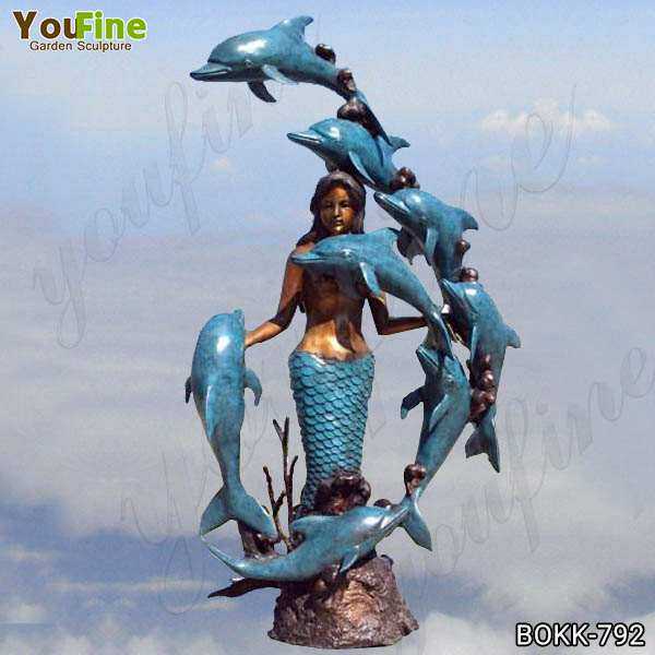 Casting Bronze Mermaid with Dolphins Fountain Supplier BOKK-792