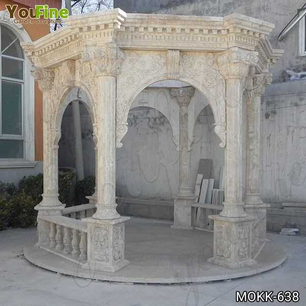 Classic Roman Style Beige Marble Column Gazebo Supplier