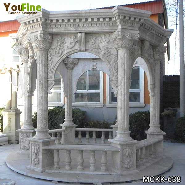 Classic Roman Style Beige Marble Column Gazebo Supplier MOKK-638