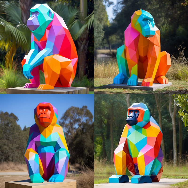 Colorful Gorilla Stainless Steel Sculpture for Sale CSS-144