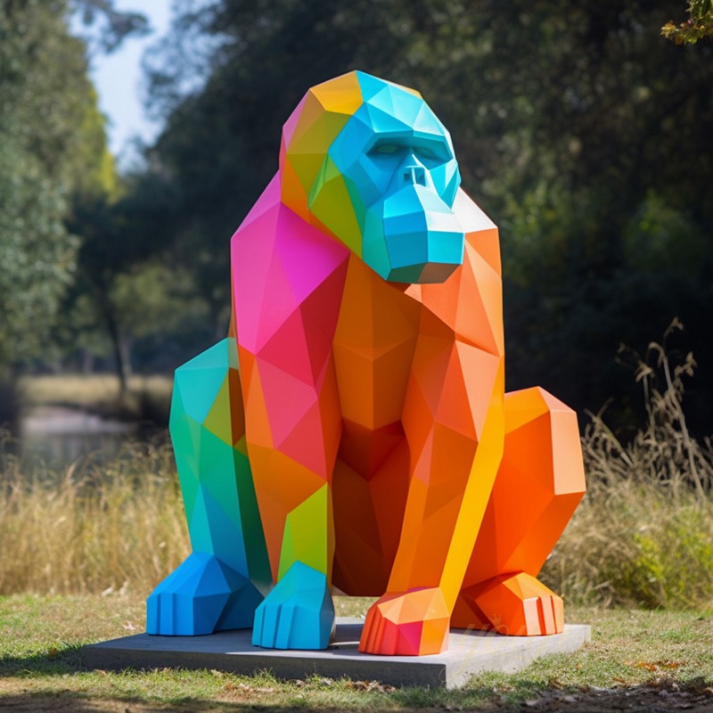 Colorful Gorilla Stainless Steel Sculpture for Sale CSS-144