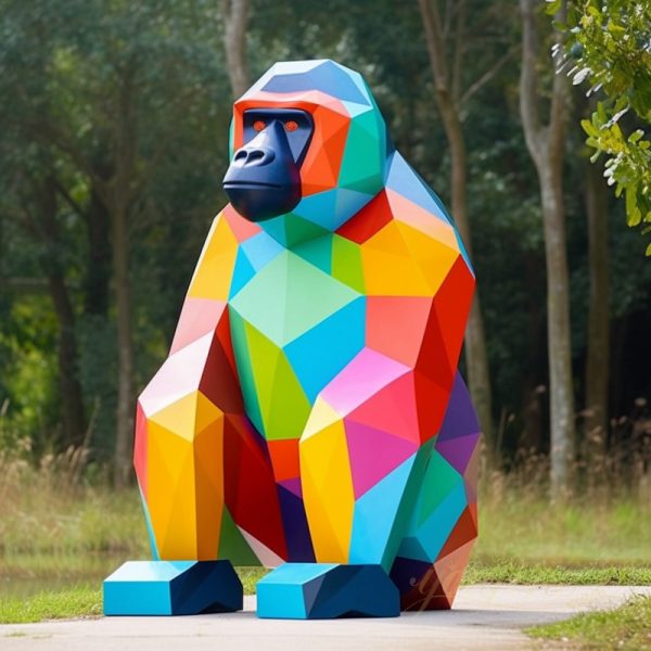 Colorful Gorilla Stainless Steel Sculpture for Sale CSS-144