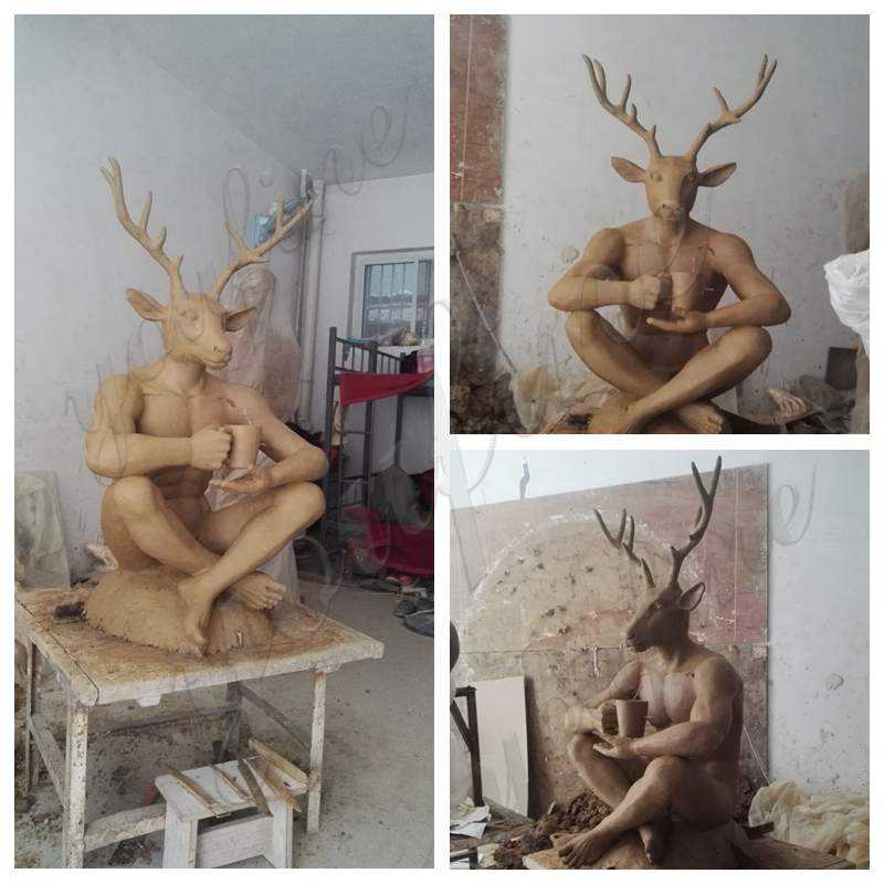 Custom Made Bronze Mr. Deer Sculpture for Our Customer