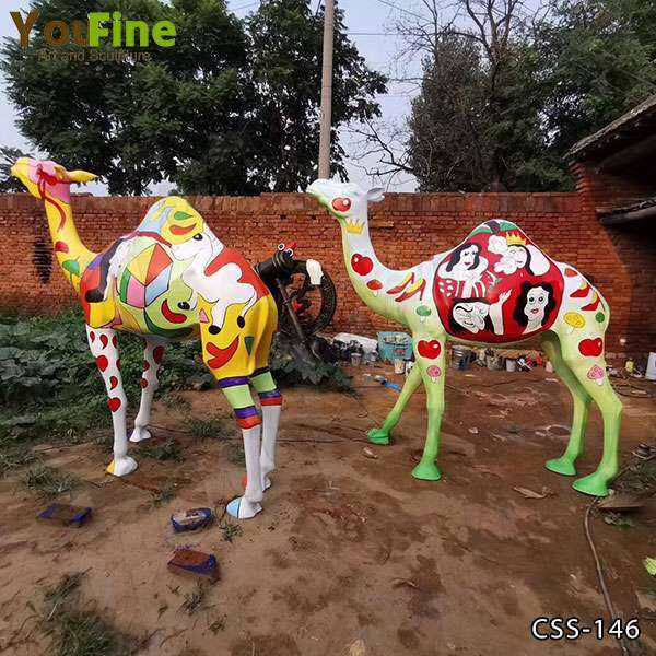 Custom Made Colorful Life Size Camel Sculpture for Sale