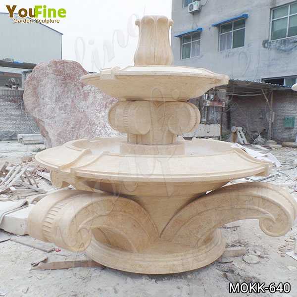 Full Size Beige Marble Tiered Water Fountain