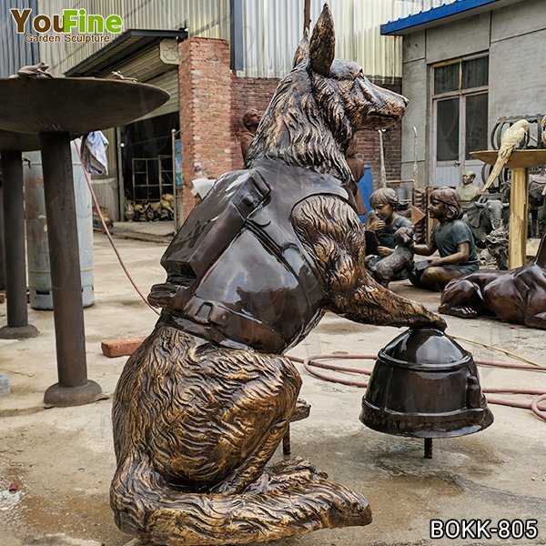 Full Size Solid Bronze Military Dog Sculpture