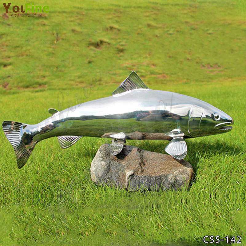 Outdoor High Polished Metal Fish Sculpture for Sale CSS-142