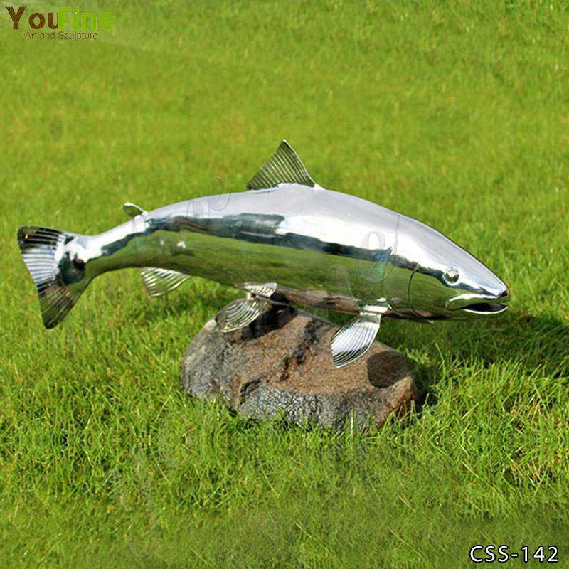 Outdoor High Polished Metal Fish Sculpture for Sale CSS-142