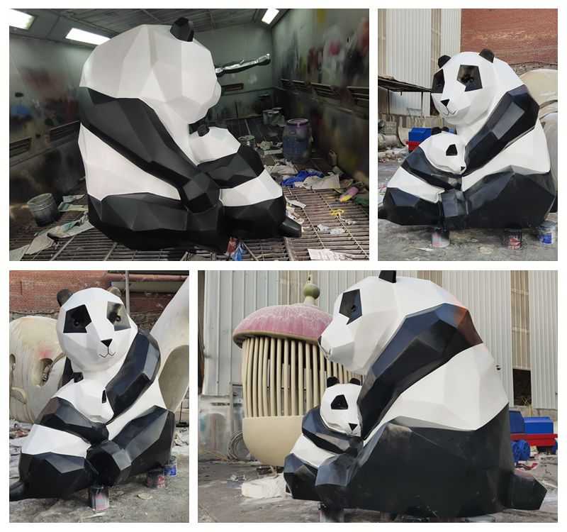 Large Abstract Stainless Steel Panda Sculpture for Sale