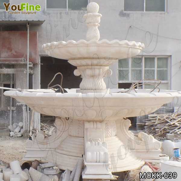 Large Beige Marble Two Tiered Fountain