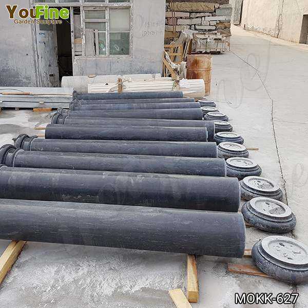 Large Charcoal Solid Marble Column Pedestal Supplier