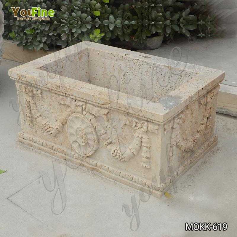 Large Modern Rectangle Beige Marble Planter for Sale MOKK-619