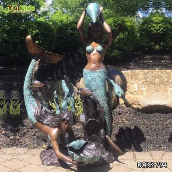 Mermaids Holding Shell Bronze Fountain for Sale